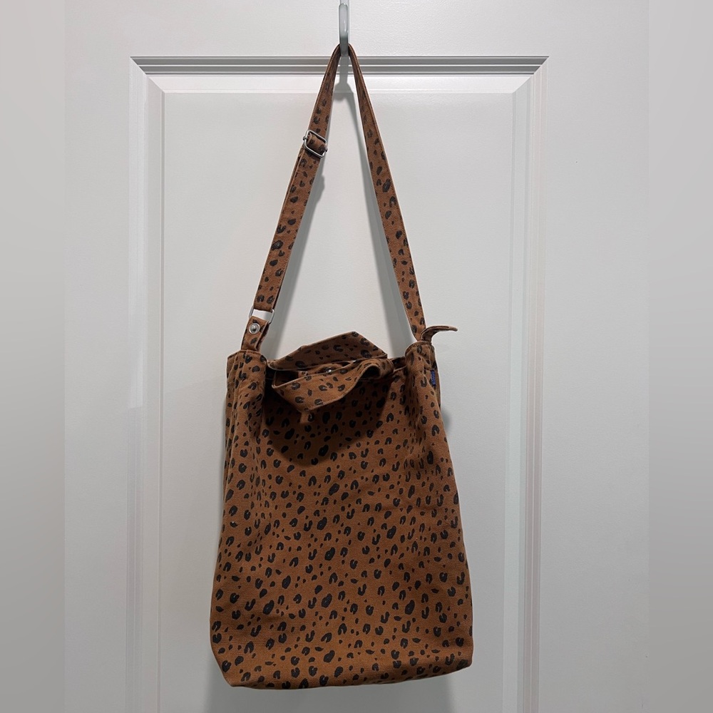 BAGGU Duck Bag Leopard Print Canvas Tote